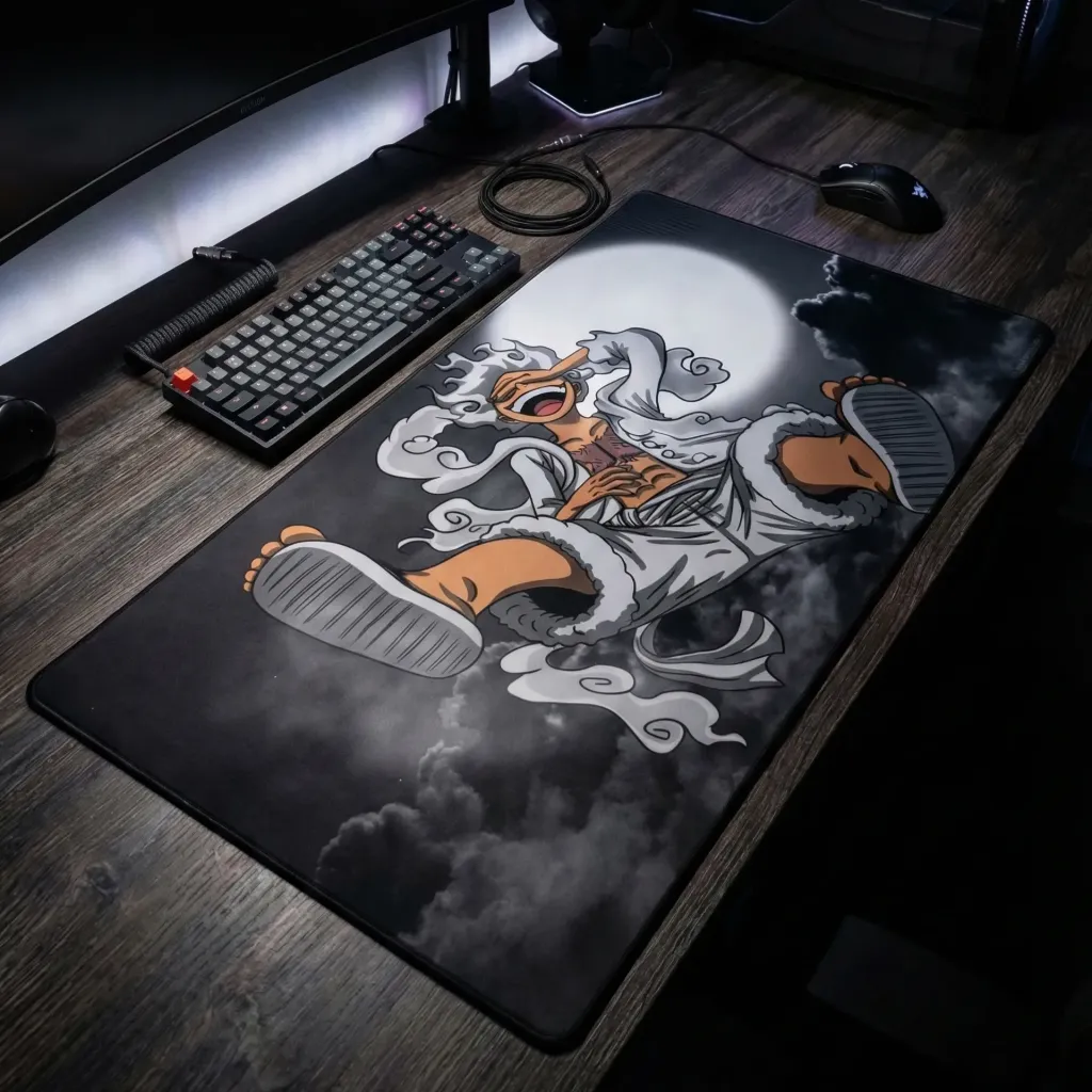 Luffy wearing white Desktop mat by Urbanrat